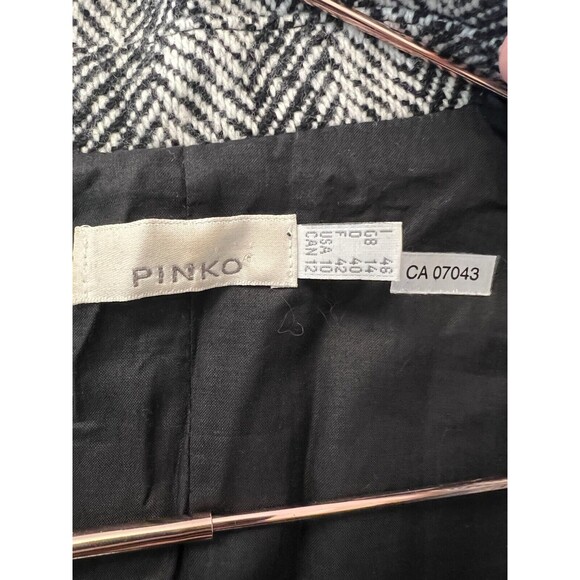 PINKO black And White Wool Italian One Button Blazer Womens Size 10 - Picture 3 of 8
